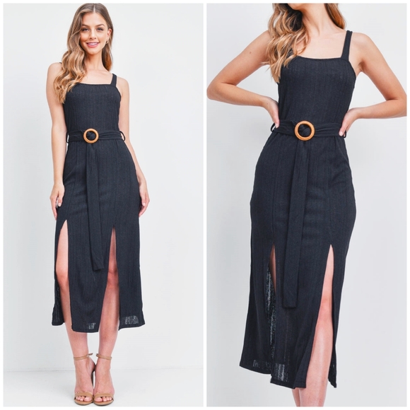 LAST ONE❗️Very J Black Ribbed Midi Dress - Picture 3 of 7